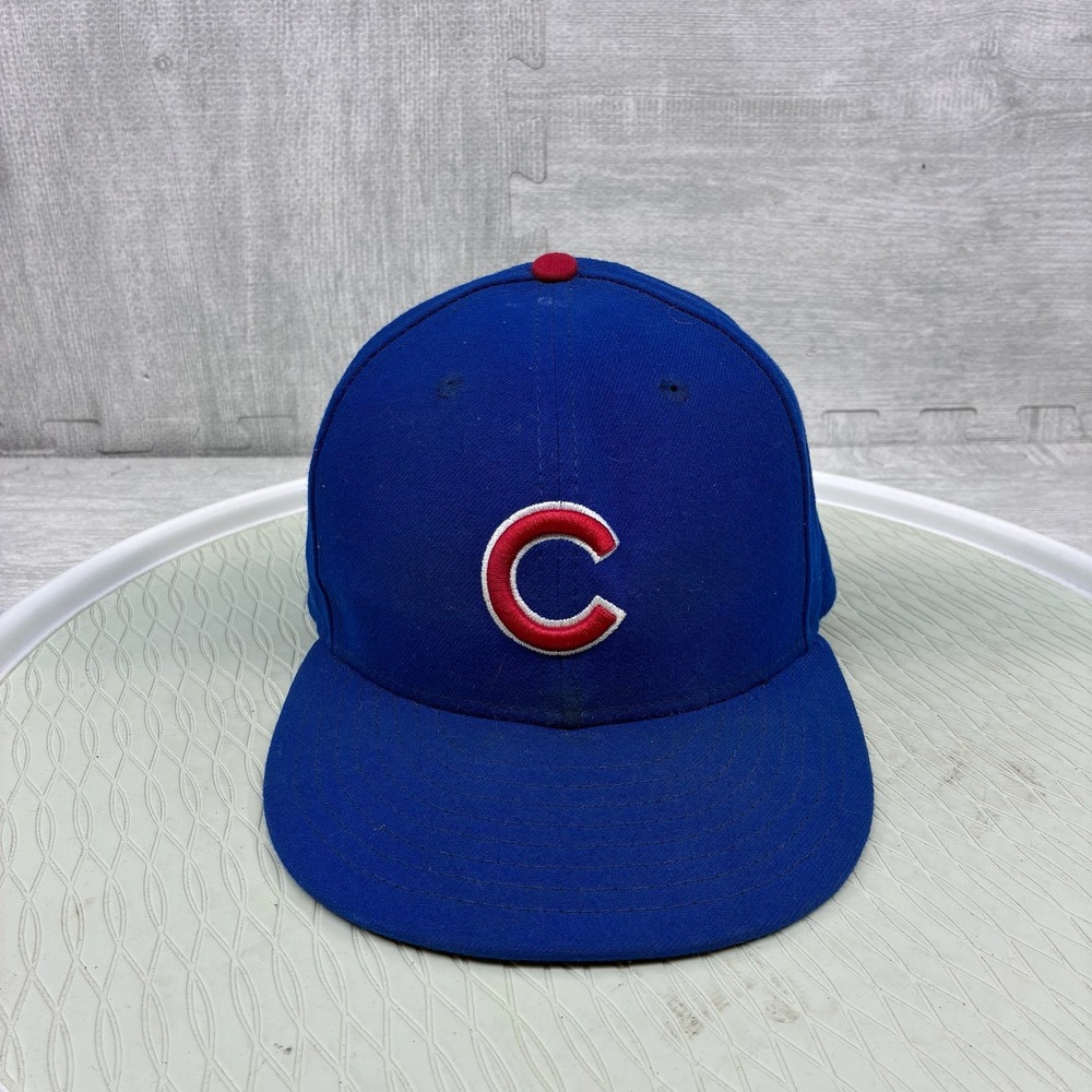 New Era Chicago Cubs Hat Mens 7 1/2 Blue Polyester 59FIFTY MLB On-Field Cap
